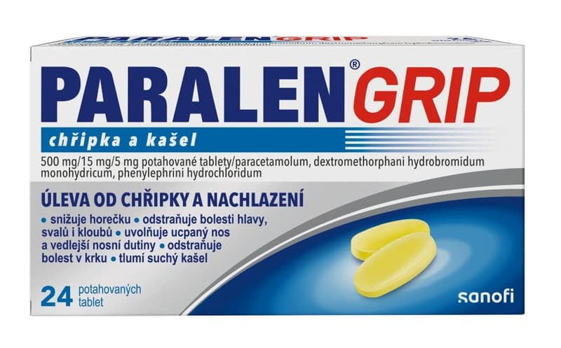 PARALEN GRIP FLU AND CASH 500MG/15MG/5MG coated tablets 24