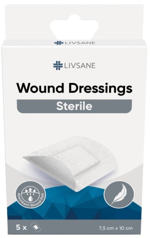 LIVSANE Sterile Wound Patches 7.5x10cm 5pcs