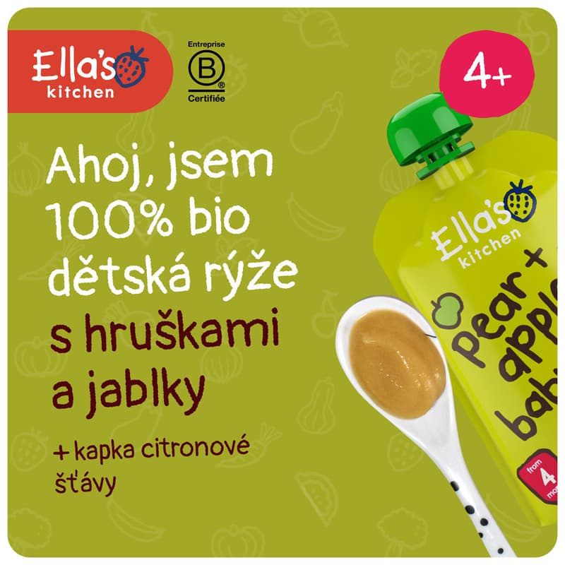 Ella's Kitchen BIO Dětská rýže, hruška a jablko