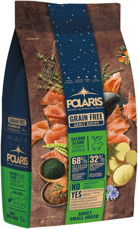 Polaris grain free kibbles with fresh meat Adult Small Breed salmon and lamb 5kg