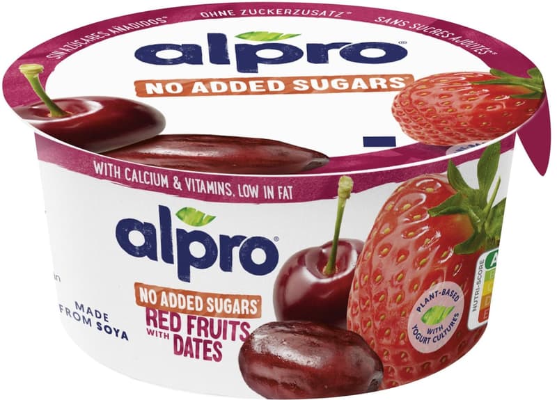 Alpro Sójový dezert višeň, jahoda a datle bez přidaného cukru