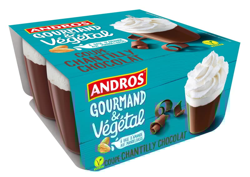 Andros Gourmand & Végétal Čokoládový dezert se šlehačkou 4×90 g