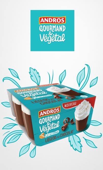 Andros Gourmand & Végétal Čokoládový dezert se šlehačkou 4×90 g