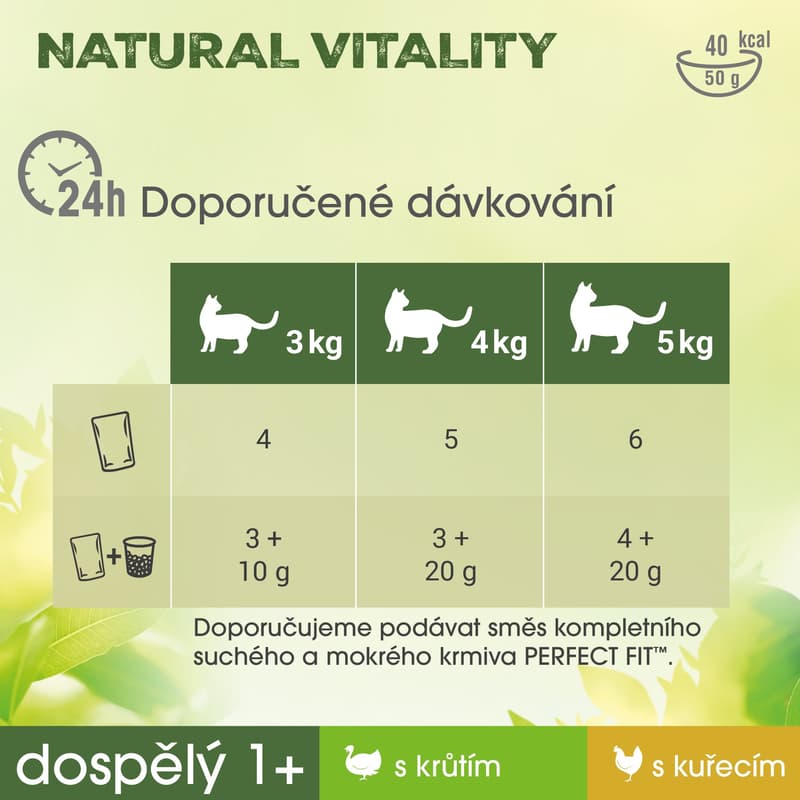 Perfect Fit Natural Vitality Kapsičky s krůtím a kuřecím pro dospělé kočky (6×50 g)