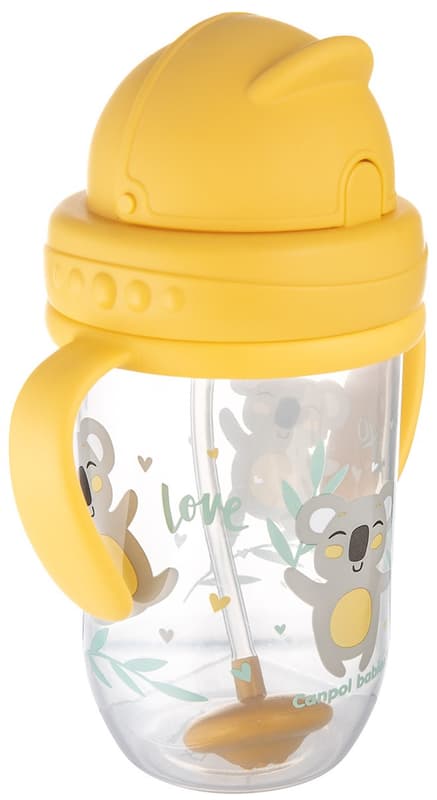 Canpol babies Exotic Animals nevylévací hrneček se slámkou a závažím 270 ml