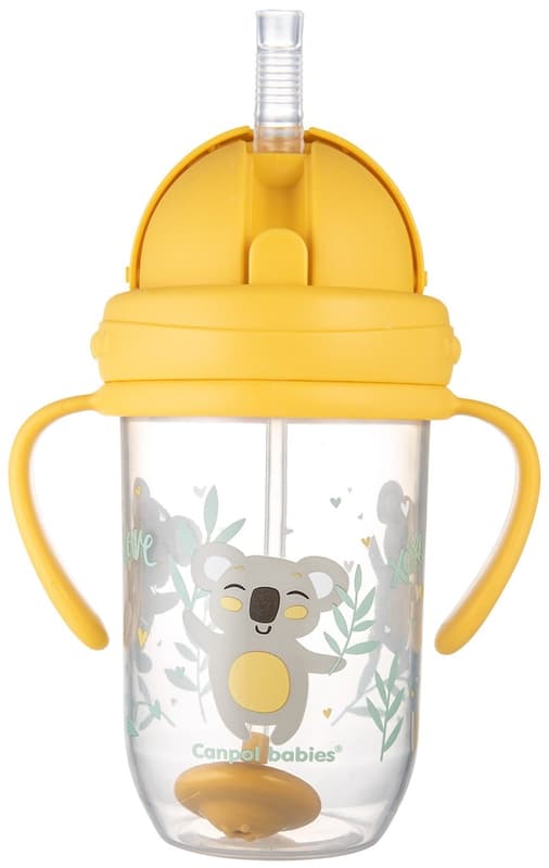 Canpol babies Exotic Animals nevylévací hrneček se slámkou a závažím 270 ml