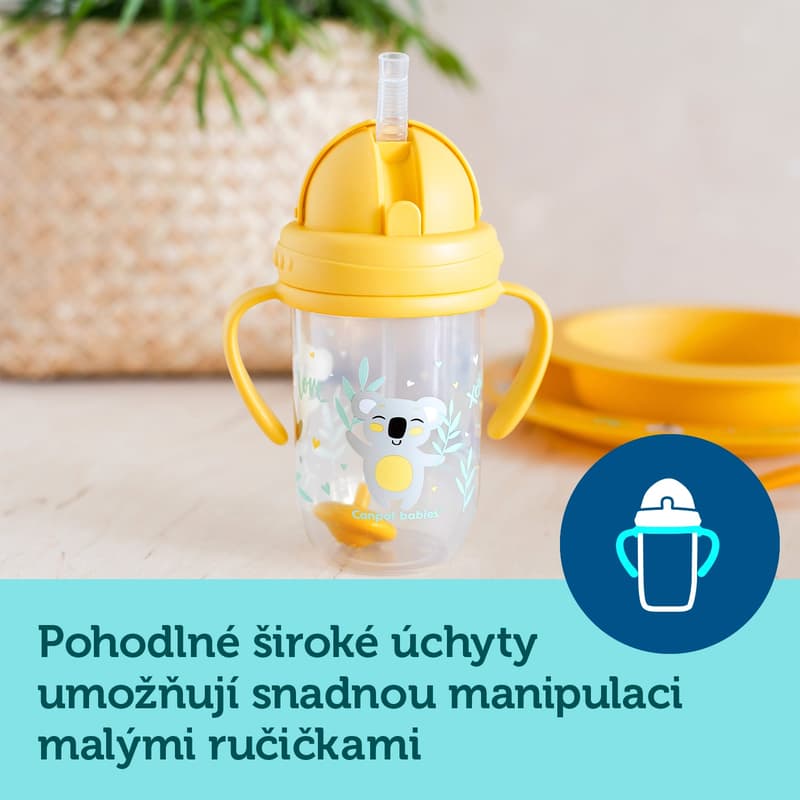 Canpol babies Exotic Animals nevylévací hrneček se slámkou a závažím 270 ml