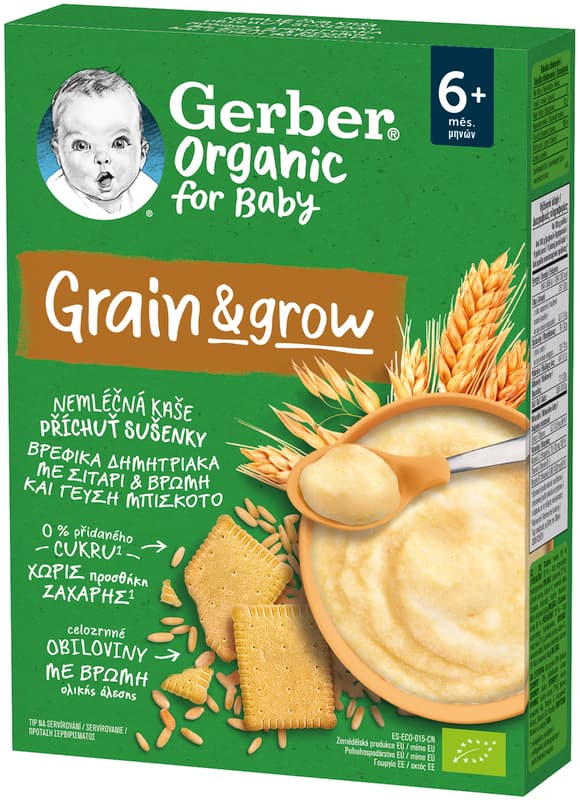 Gerber Organic BIO Nemléčná kaše s příchutí sušenky