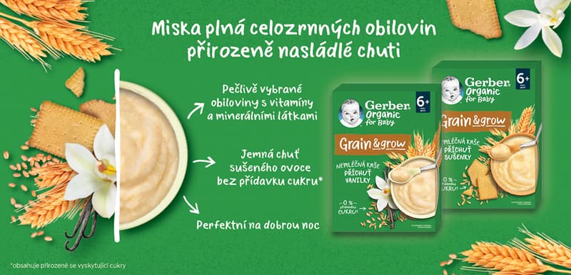 Gerber Organic BIO Nemléčná kaše s příchutí vanilky