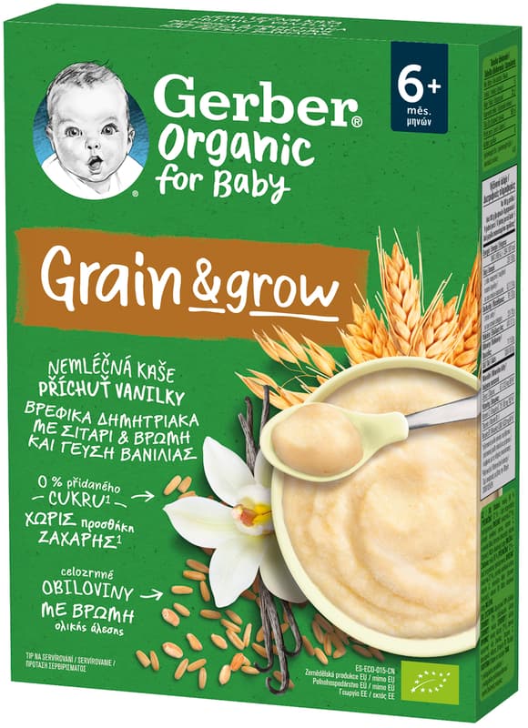 Gerber Organic BIO Nemléčná kaše s příchutí vanilky