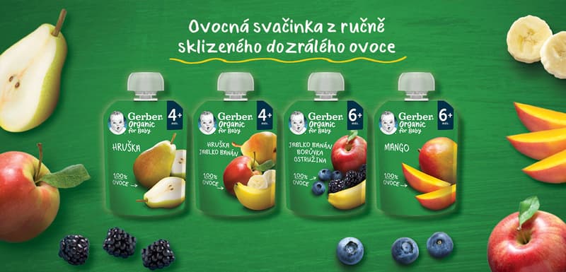 Gerber Organic BIO Kapsička hruška, jablko a banán