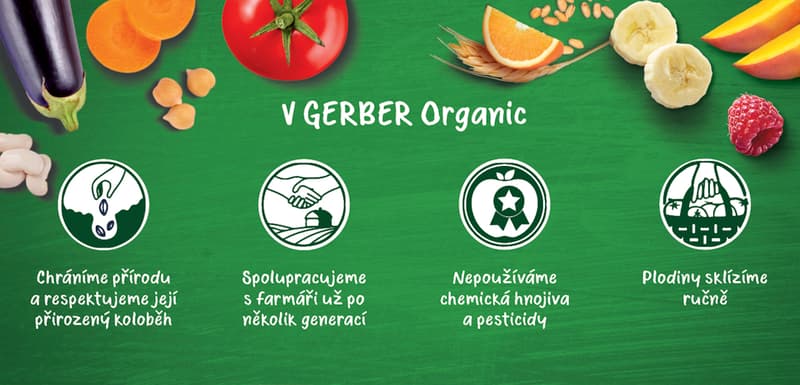 Gerber Organic BIO Kapsička hruška, jablko a banán