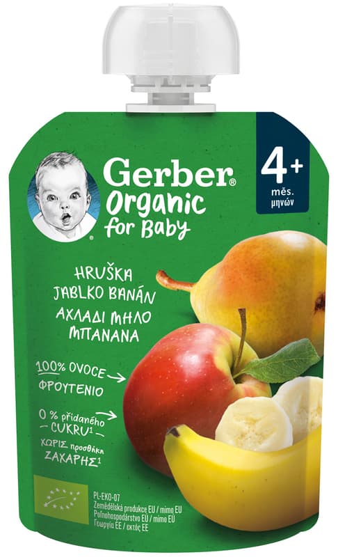 Gerber Organic BIO Kapsička hruška, jablko a banán