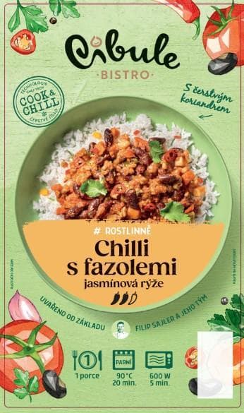 Cibule Bistro #rostlinně Chilli s fazolemi, jasmínová rýže