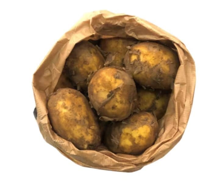 Farmers unwashed potatoes, bag	