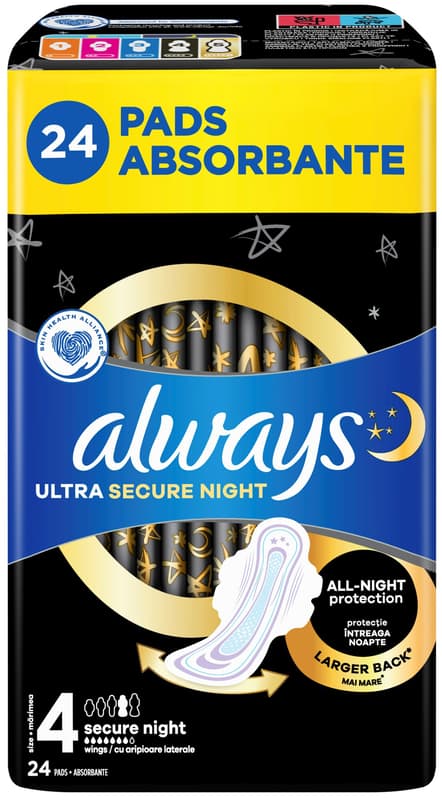 Always Ultra Secure Night Sanitary pads with wings