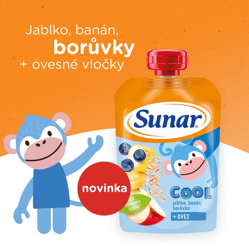 Sunar Cool Ovocná kapsička jablko, borůvka, banán a ovesné vločky od 12. měsíce
