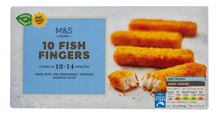 Marks & Spencer Cod fish fingers, 10 pcs (frozen)