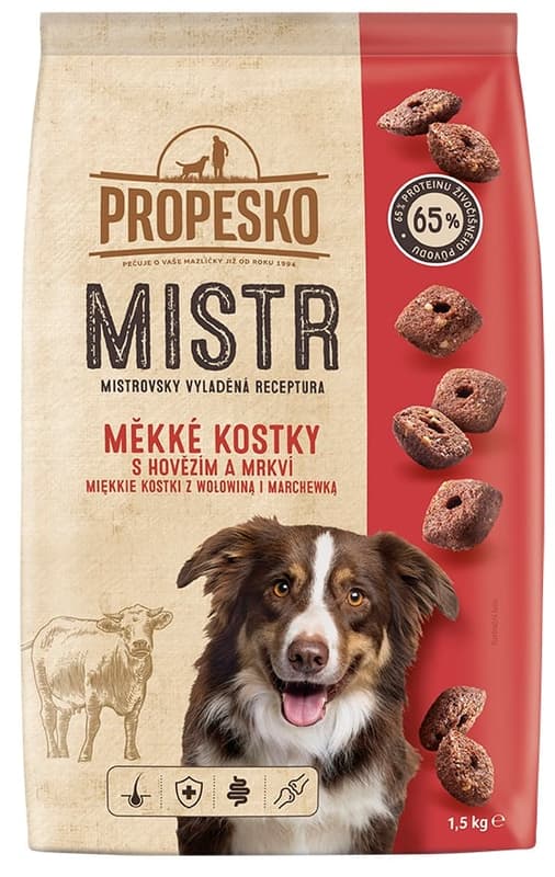 Propesko Mistr Měkké kroužky s hovězím masem pro psy