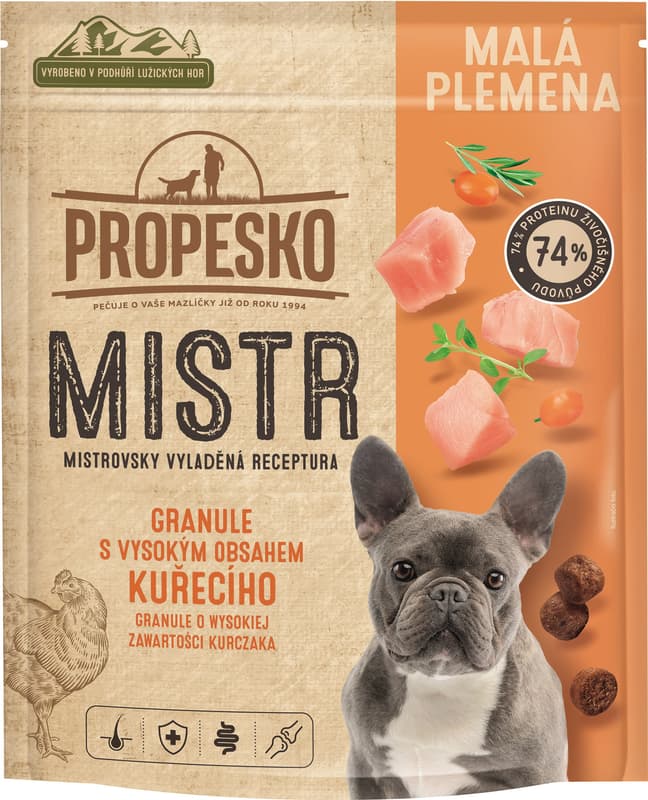Propesko Master Mini graunule with fresh chicken for dogs