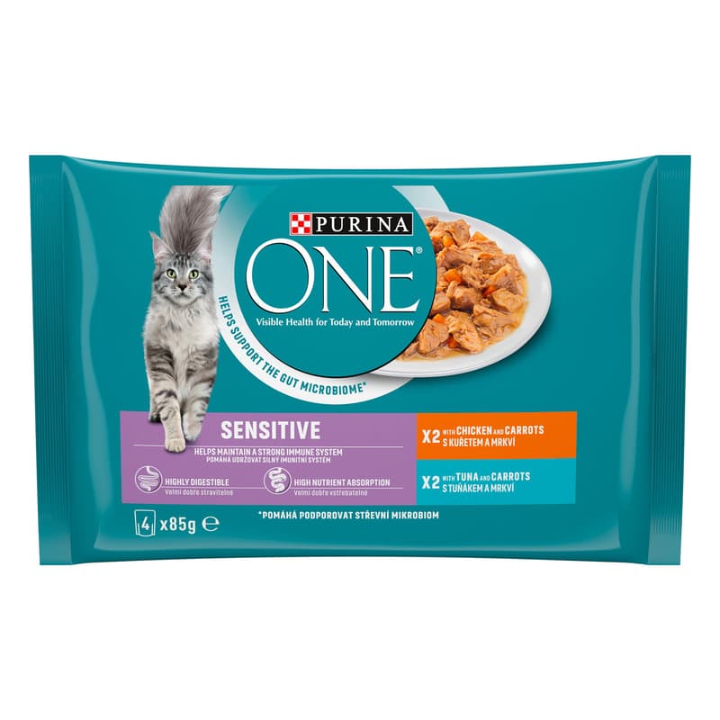 Purina ONE Sensitive Chicken in juice for cats (4x85 g)