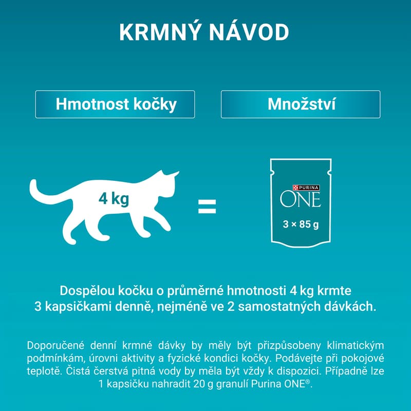 Purina ONE Difficult Appetite kapsičky pro kočky kuře, hovězí, krůta, kachna ve šťávě 4×85 g