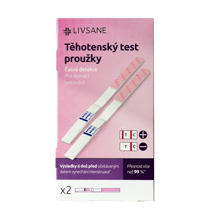 LIVSANE Test těhotenský proužky Časná detekce 2ks