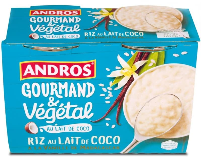 Andros Gourmand & Végétal Rice Dessert Based on Coconut Drink 
