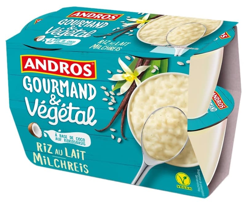 Andros Gourmand & Végétal Rice Dessert Based on Coconut Drink 