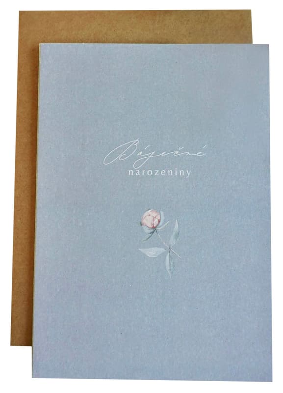 Be Nice EKO Greeting card with envelope Eucalyptus with peony - Wonderful birthday