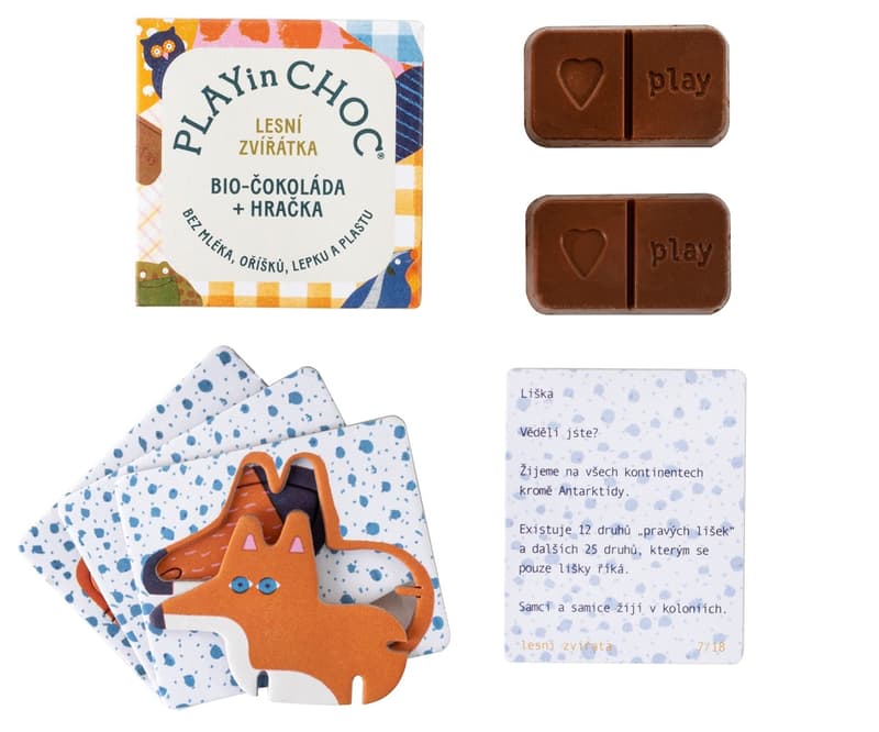 PLAYin CHOC BIO Čokoláda s hračkou, lesní zvířátka