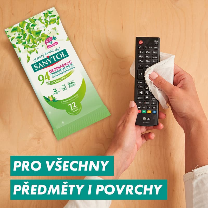 Sanytol Dezinfekční univerzální čistič utěrky s 94 % rostlinného původu