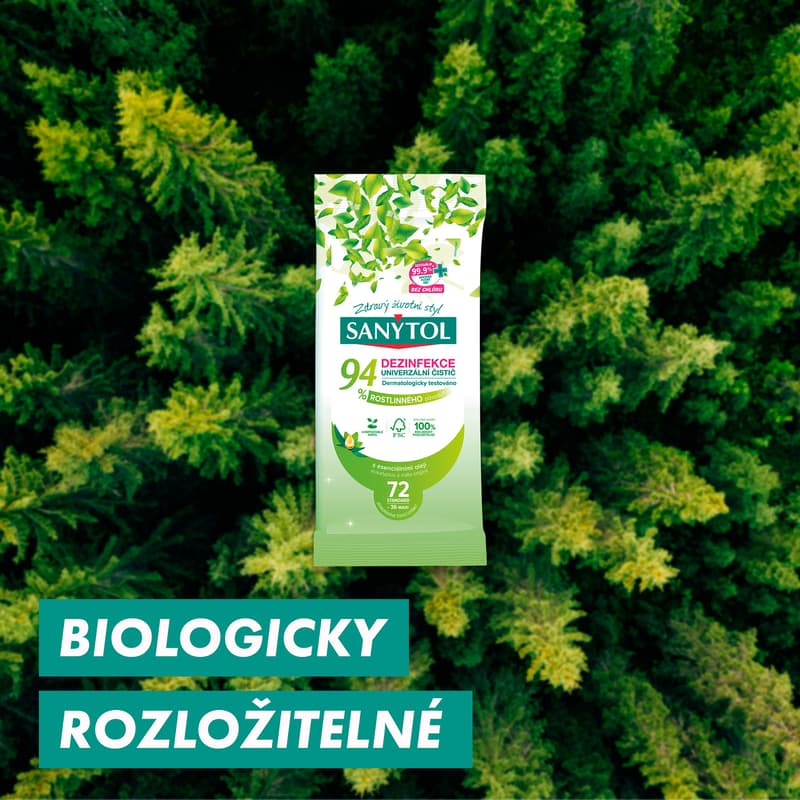 Sanytol Dezinfekční univerzální čistič utěrky s 94 % rostlinného původu