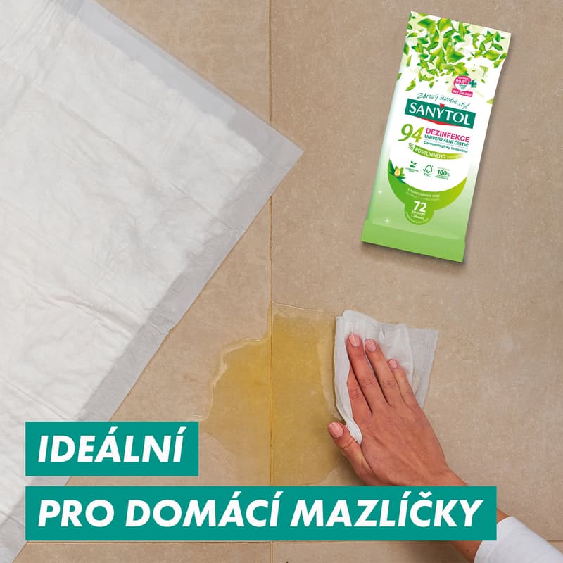 Sanytol Dezinfekční univerzální čistič utěrky s 94 % rostlinného původu