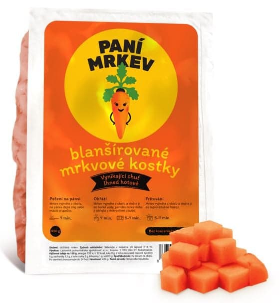 Ms. Carrot - blanched carrot cubes, packaging