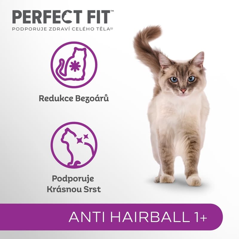 Perfect Fit Anti-Hairball granule pro dospělé kočky – bohaté na kuřecí