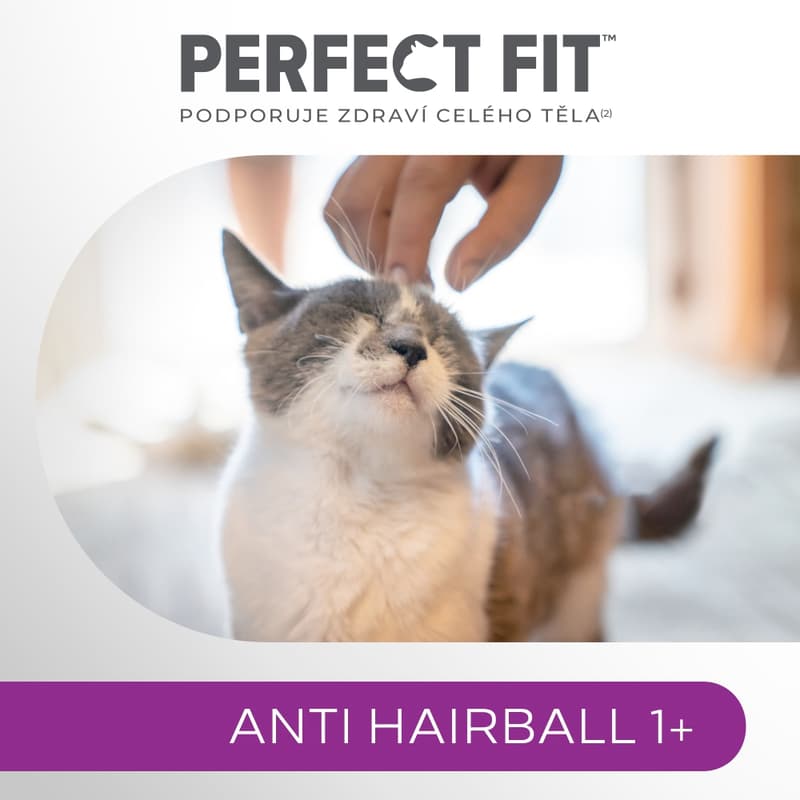 Perfect Fit Anti-Hairball granule pro dospělé kočky – bohaté na kuřecí