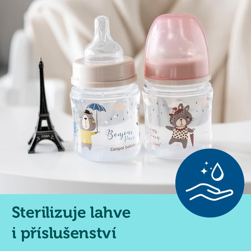 Canpol babies Lahev se širokým hrdlem Bonjour Paris modrá