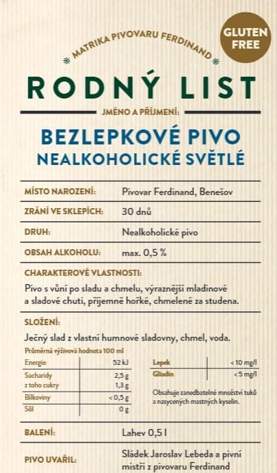 Ferdinand Nealkoholické pivo bezlepkové