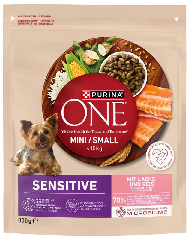 Purina ONE Mini Sensitive granule pro psy losos