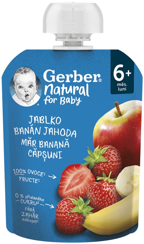 Gerber Natural Kapsička jablko, banán a jahoda