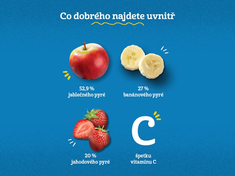 Gerber Natural Kapsička jablko, banán a jahoda