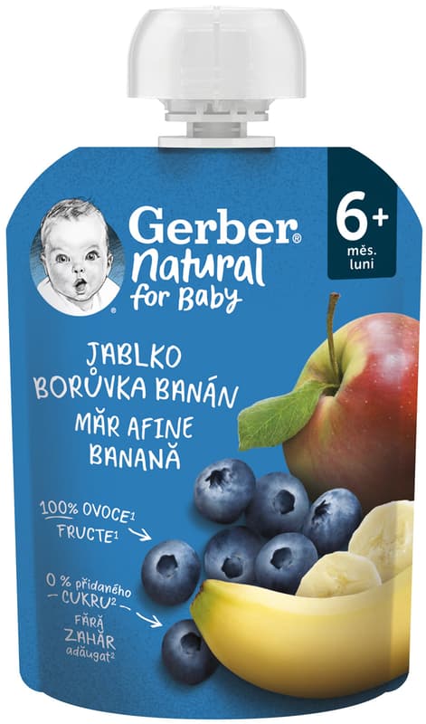 Gerber Natural Kapsička jablko, borůvka a banán