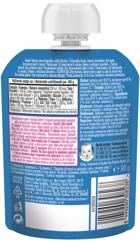 Gerber Natural Kapsička jablko, borůvka a banán