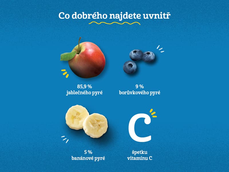 Gerber Natural Kapsička jablko, borůvka a banán