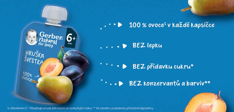 Gerber Natural Kapsička hruška a švestka
