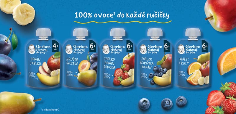 Gerber Natural Kapsička hruška a švestka