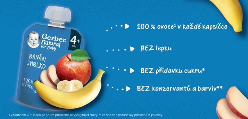 Gerber Natural Kapsička banán a jablko