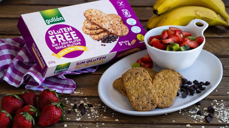 Gullón Oats & Choc Chips sušenky bez lepku s kousky čokolády
