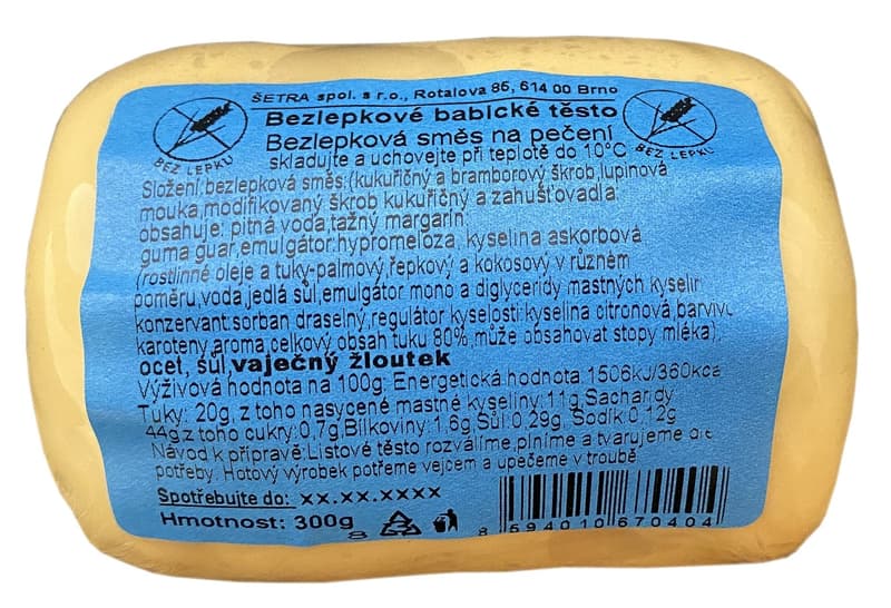 Babické těsto Bezlepkové těsto
